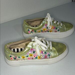 Betsy Johnson Floral Embellished Green Sneakers